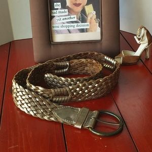 Gap Silver/Gold Tone Woven Leather Belt
